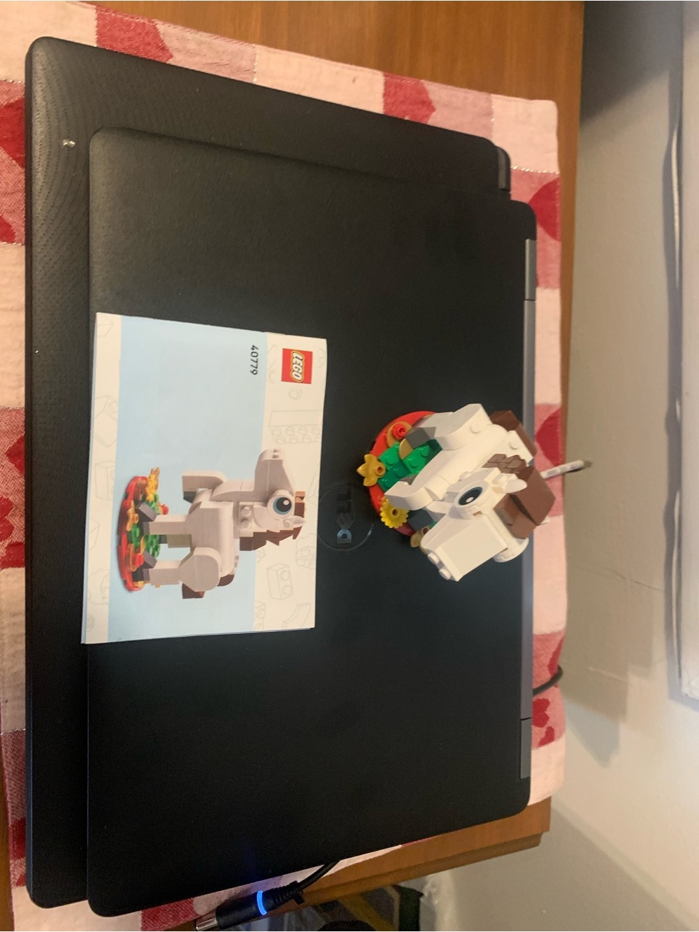 Lego White Brown Horse Figure with Green and Red Flower Details